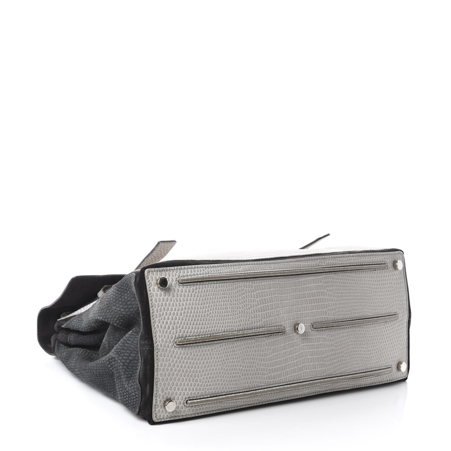 Calfskin Lizard Embossed Large Muse Two Grey