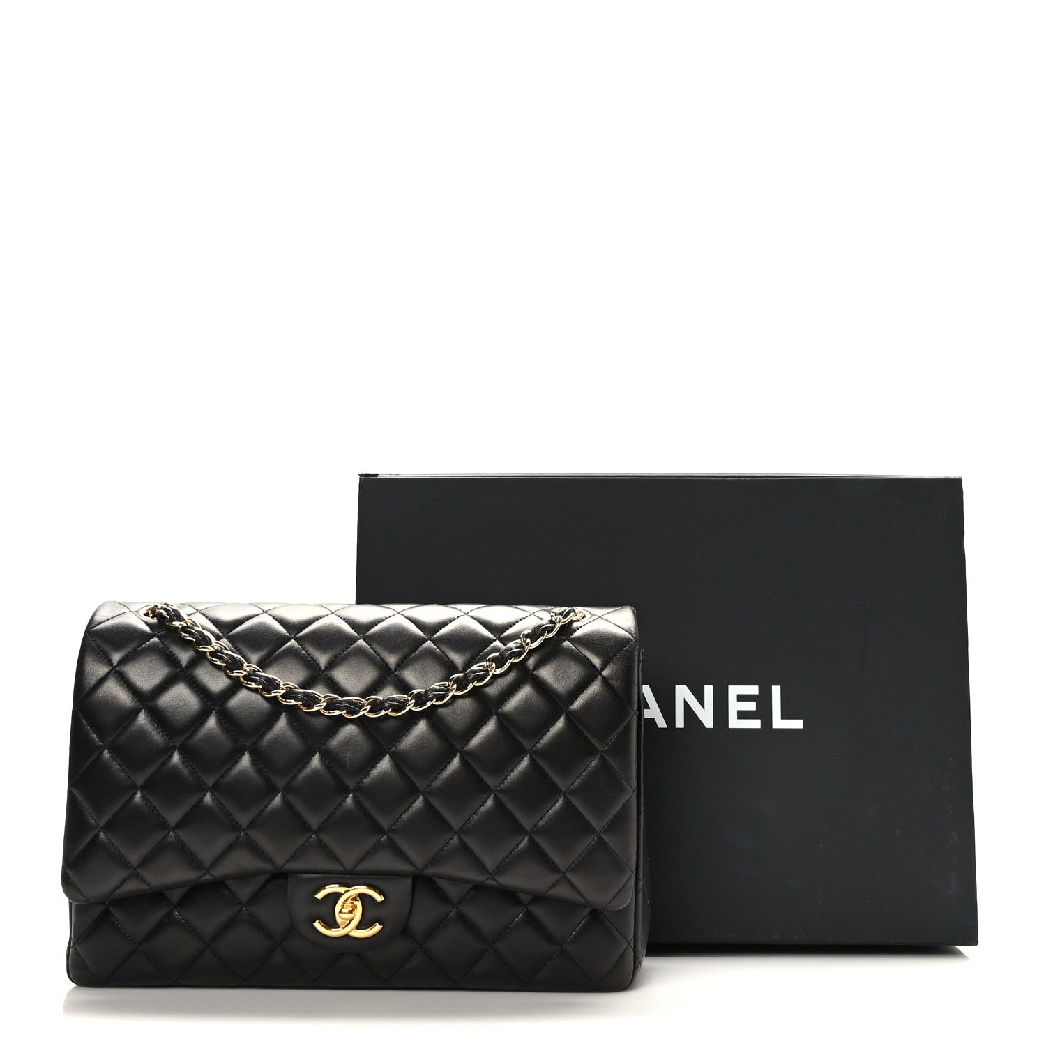 Chanel Lambskin Quilted Maxi Double Flap Black 10 of 10