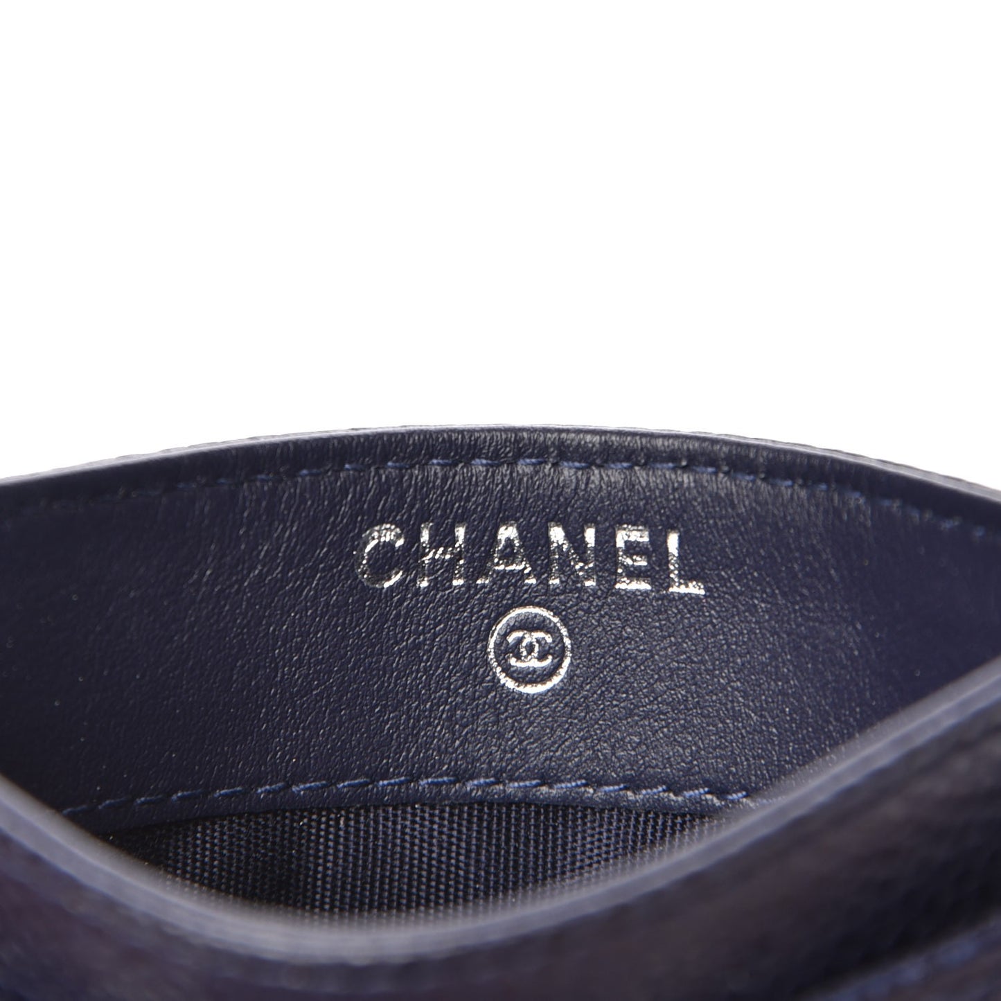 Caviar Quilted Diamond CC Card Holder Dark Navy