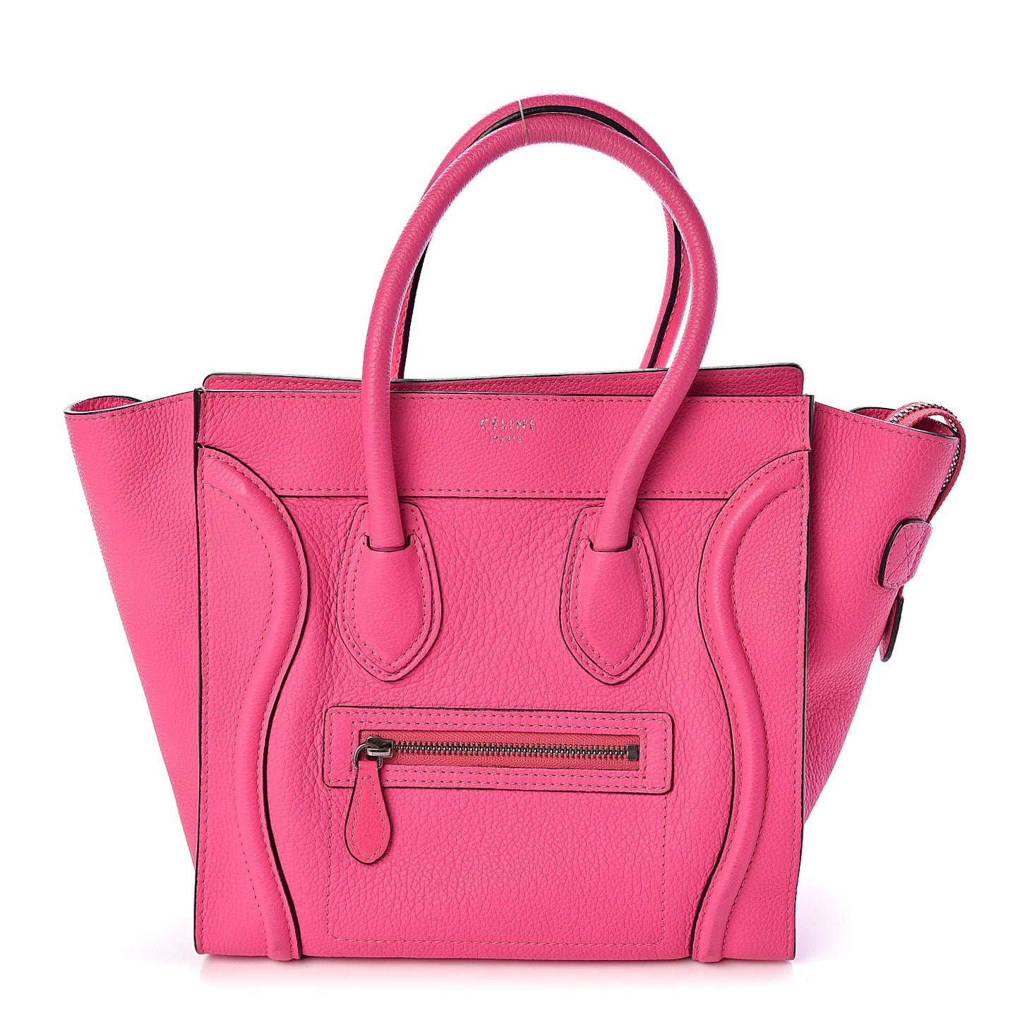 Drummed Calfskin Micro Luggage Fluo Pink