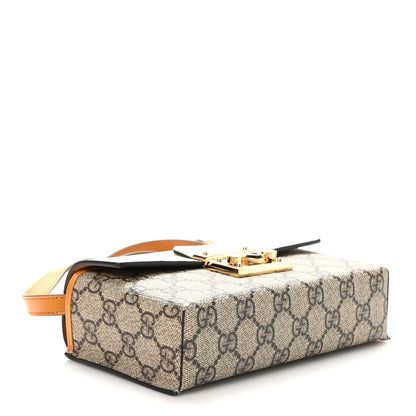 Gucci GG Supreme Monogram New Sakai Calfskin Mini Padlock Top Handle Shoulder Bag Beige Ebony Mystic White Sun Oil 4 of 11
