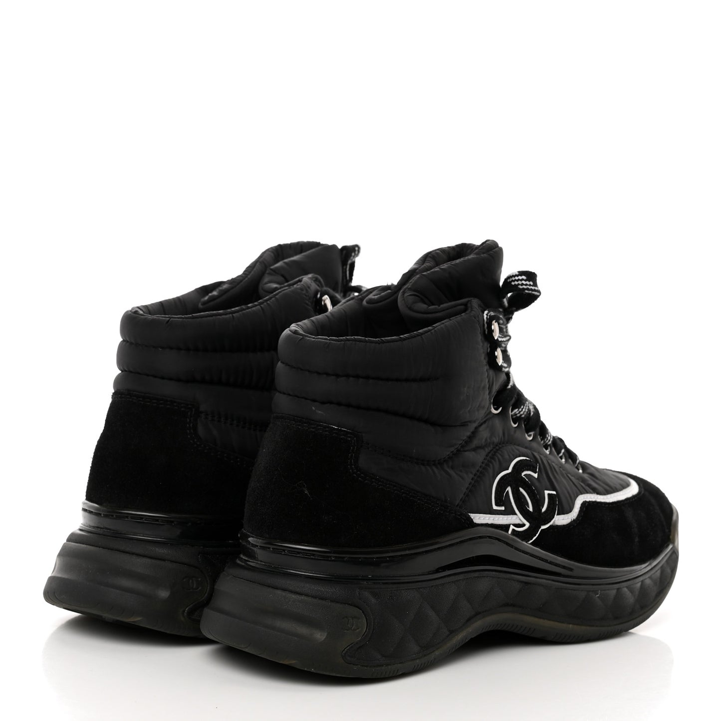 Fabric Calfskin Suede Womens CC Sneakers 36 Black