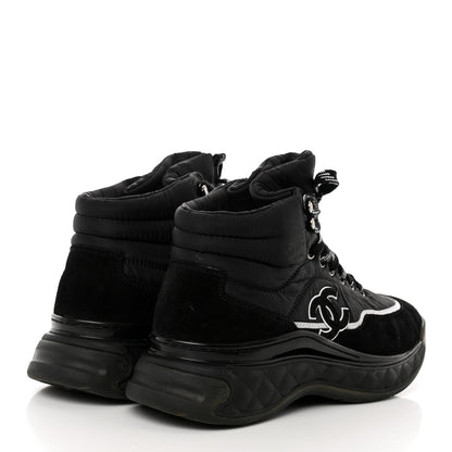 Chanel Fabric Calfskin Suede Womens CC Sneakers 36 Black 4 of 8