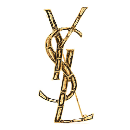 Saint Laurent Monogram Crocodile Opyum Brooch Gold 1 of 4
