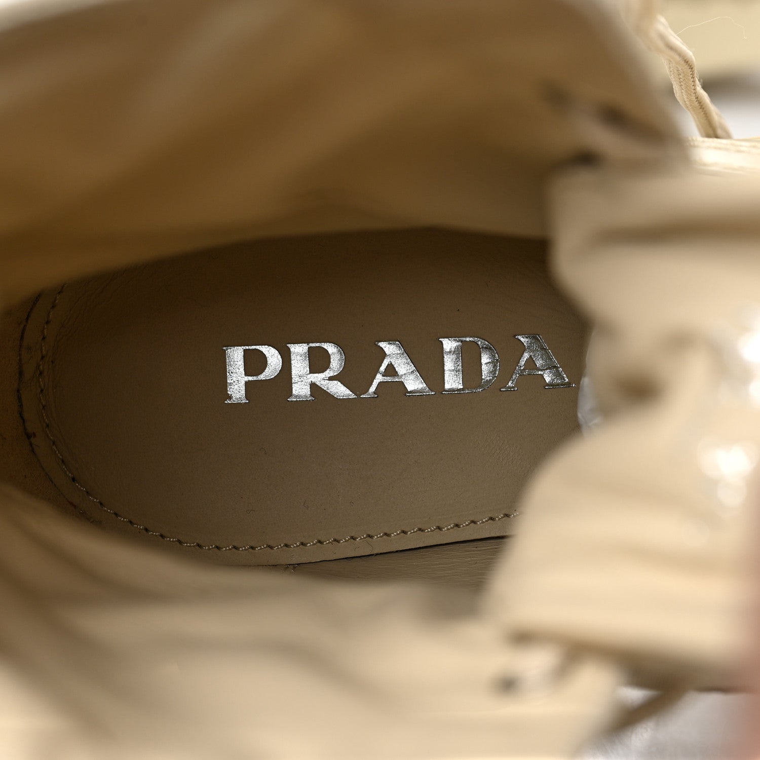 Prada Spazzolato Re-Nylon Metal Triangle Logo Womens 50mm Combat Boots 37.5 Deserto 9 of 10