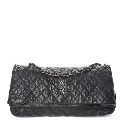 Chanel Aged Calfskin Quilted Coco Rider Fold Over Flap Black 1 of 11