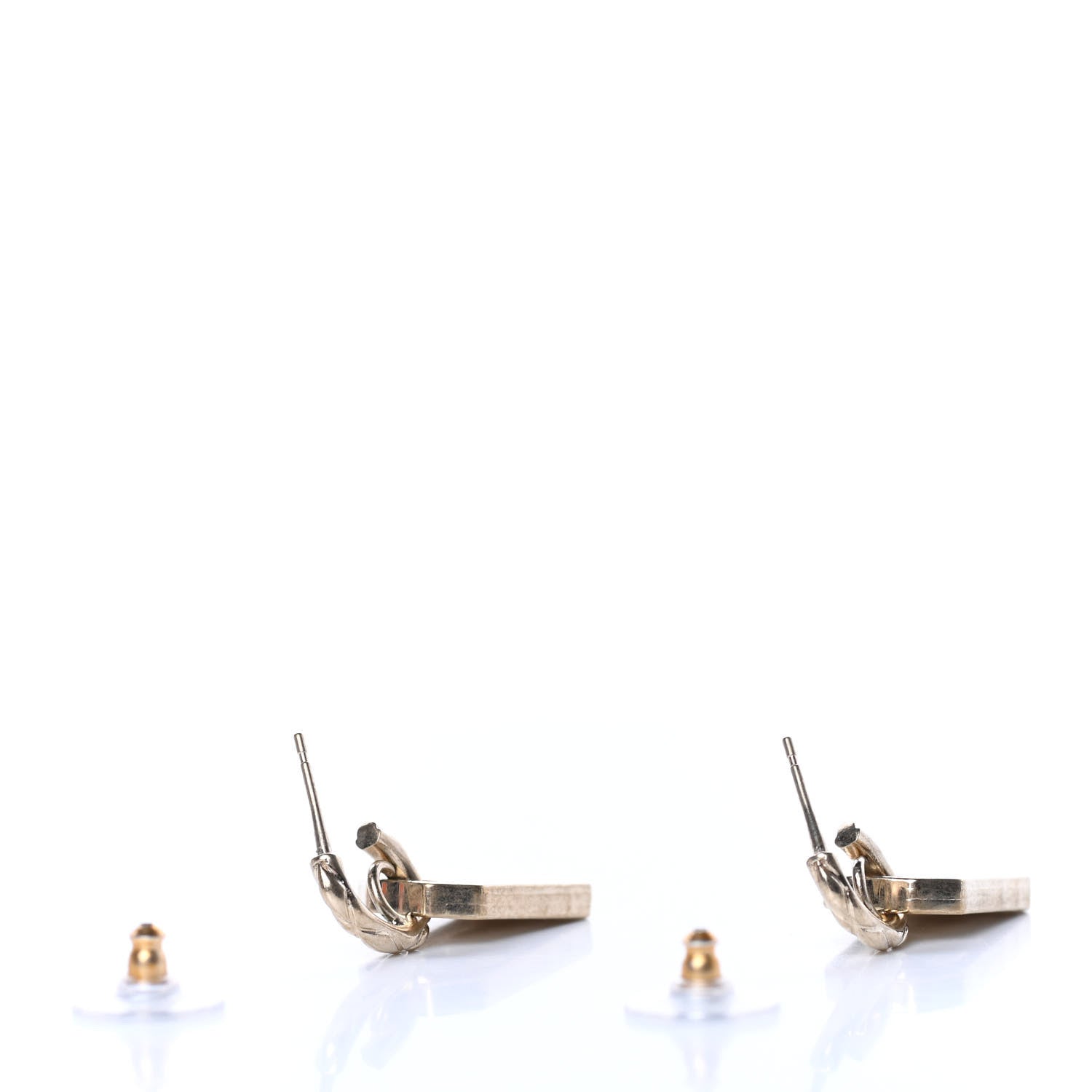 Chanel Tag Drop Earrings Gold 3 of 5