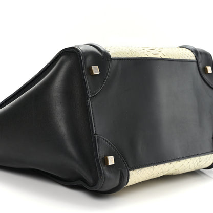Celine Calfskin Snakeskin Mini Luggage Black White 8 of 11