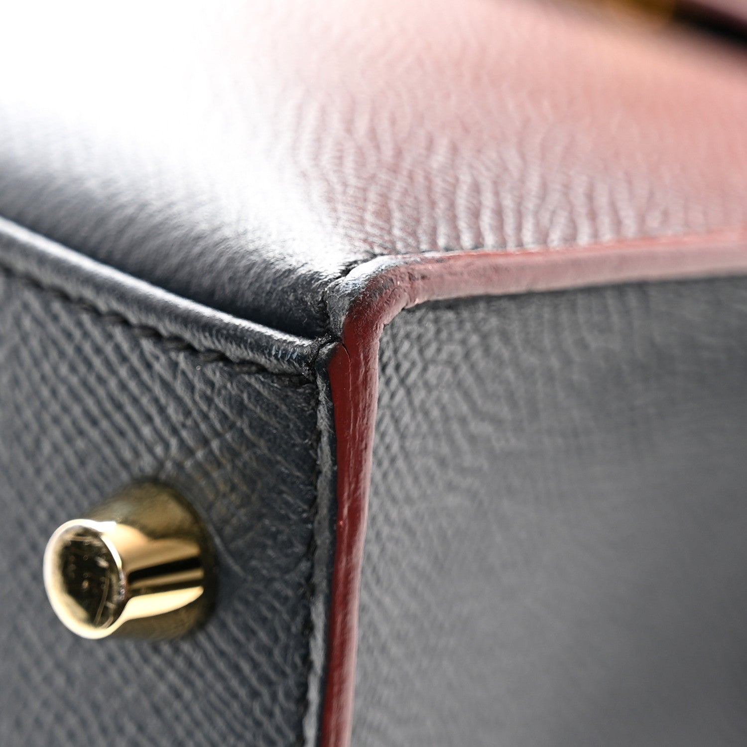 Hermes Epsom Contour Kelly Sellier 25 Bleu Indigo Rouge H 12 of 13