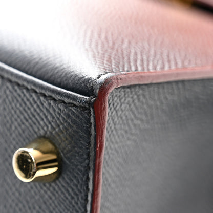 Hermes Epsom Contour Kelly Sellier 25 Bleu Indigo Rouge H 12 of 13