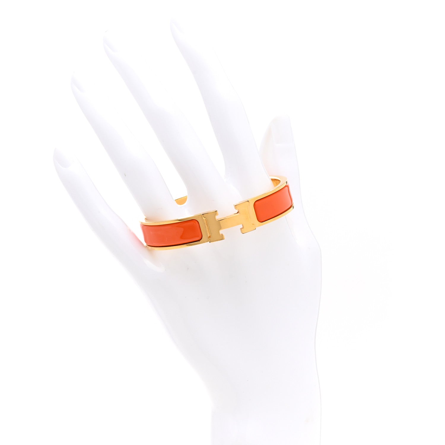 Hermes Enamel Narrow Clic Clac H Bracelet PM Orange Fruite 2 of 5