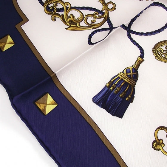 Hermes Silk Scarf Keys Bleu 6 of 6