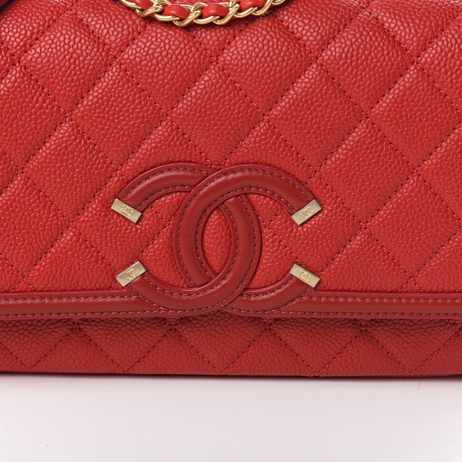 Chanel Caviar Quilted Small CC Filigree Flap Red 9 of 9