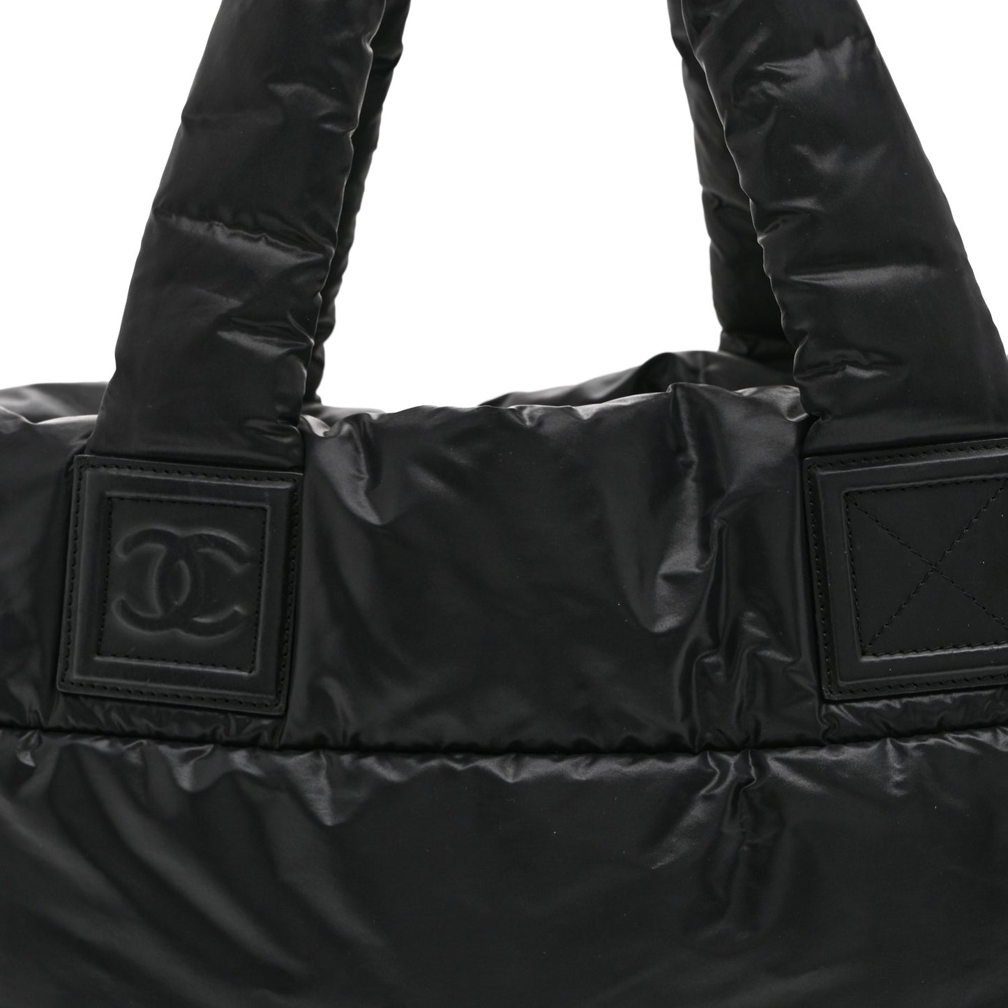 Nylon Quilted Large Coco Cocoon Reversible Tote Black