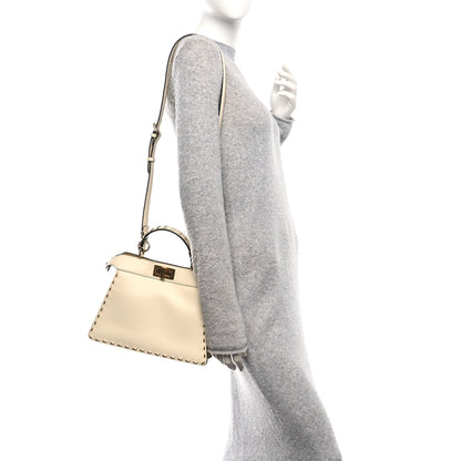 Fendi Vitello King Camoscio Metal Stitch Peekaboo I SEE U Satchel Pergamena Miele 2 of 10