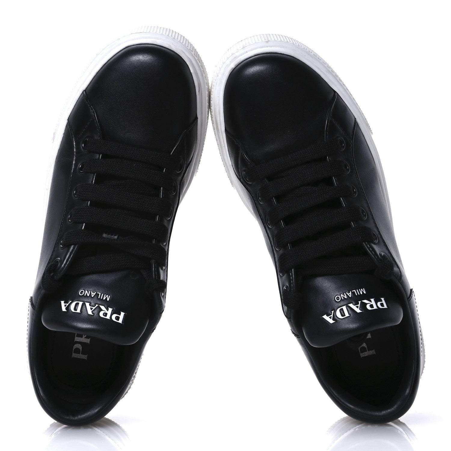 Prada Vitello Soft Womens Low Top Sneakers 35 Black 2 of 8