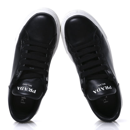 Prada Vitello Soft Womens Low Top Sneakers 35 Black 2 of 8