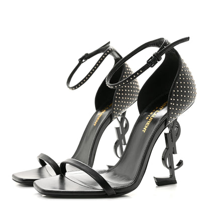 Saint Laurent Calfskin Studded Opyum Sandals 37 Black 4 of 9