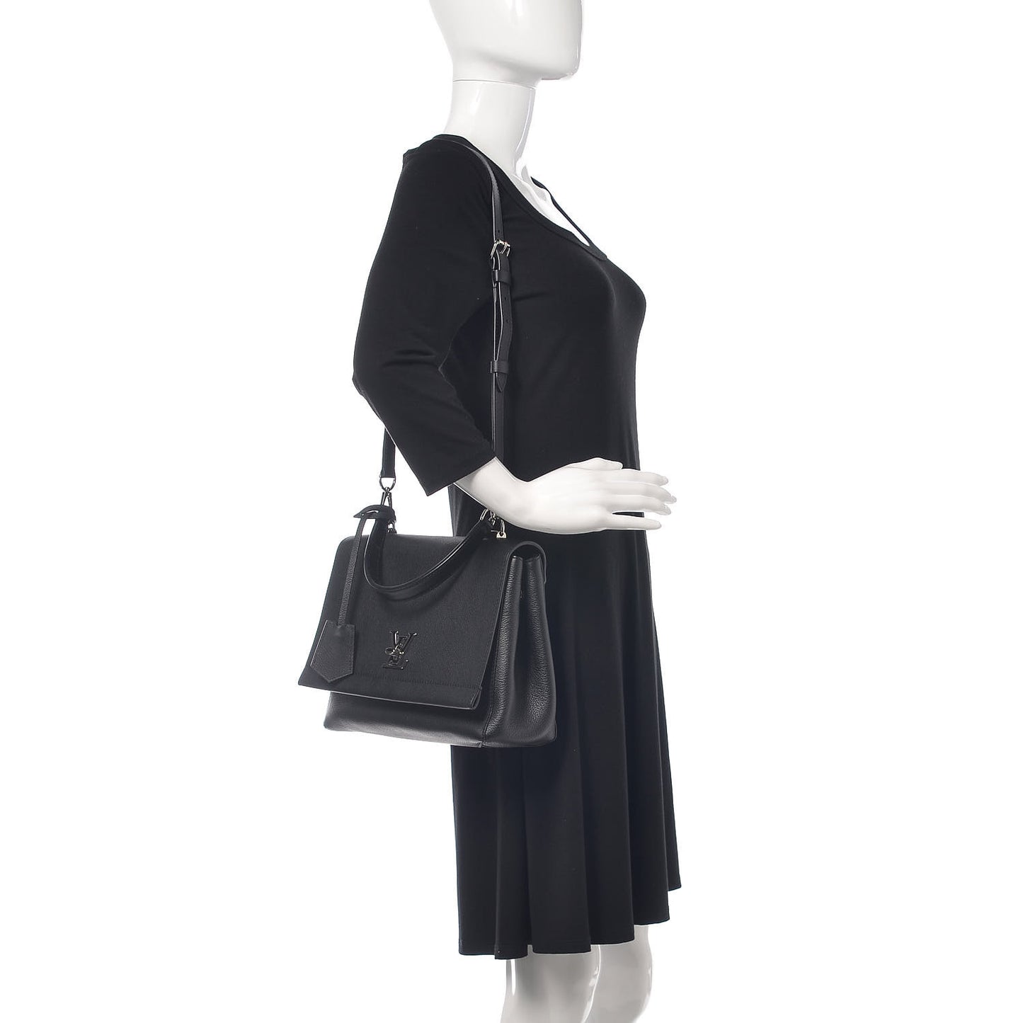 Soft Calfskin Lockme II Top Handle Black