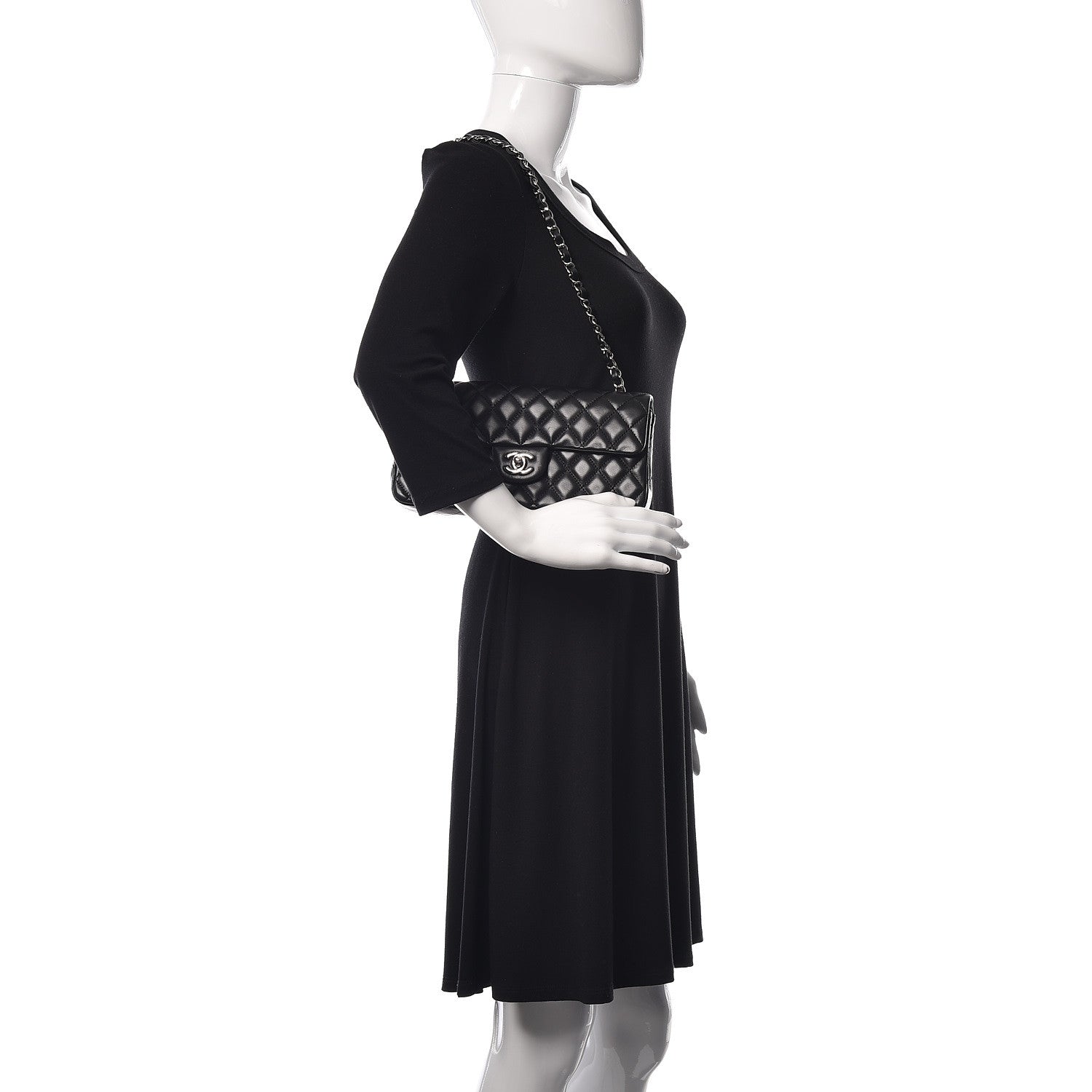 Chanel Lambskin Quilted East West Flap Black 2 of 12