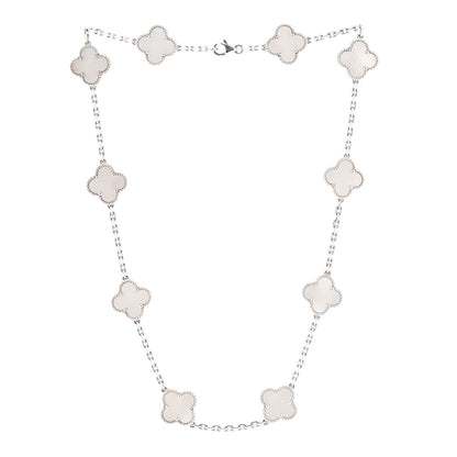 Van Cleef & Arpels 18K White Gold Mother of Pearl 10 Motifs Vintage Alhambra Necklace 3 of 5