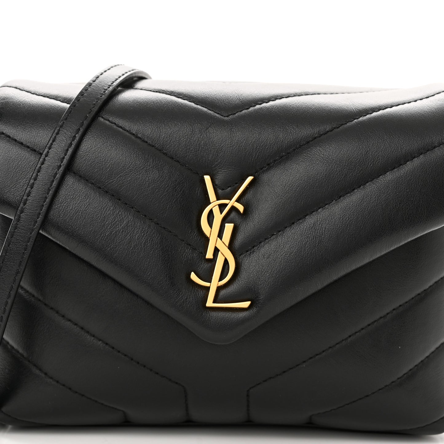 Calfskin Y Quilted Monogram Toy Loulou Crossbody Bag Black