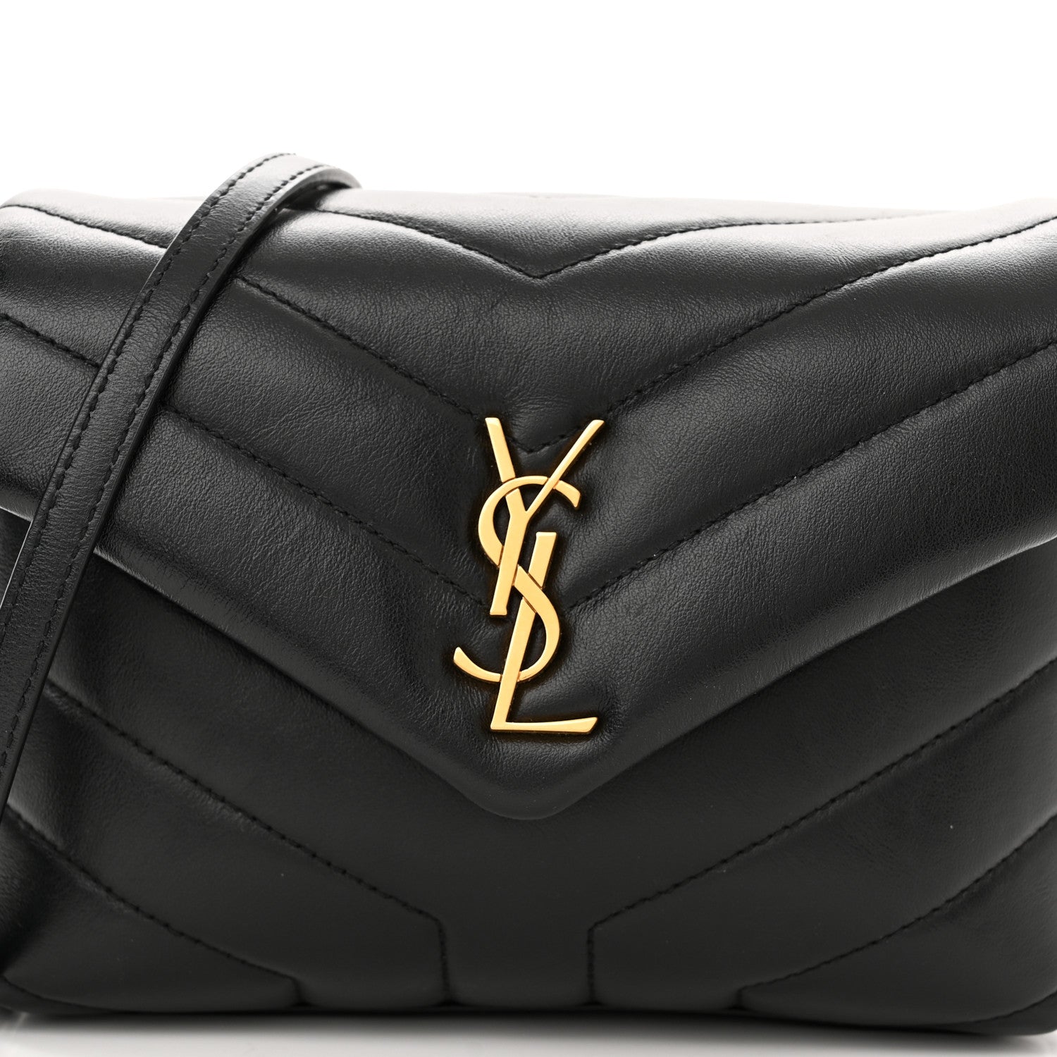 Saint Laurent Calfskin Y Quilted Monogram Toy Loulou Crossbody Bag Black 9 of 12
