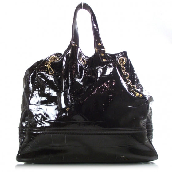 Saint Laurent Patent Croc Overseas Tote Chocolate 1 of 8