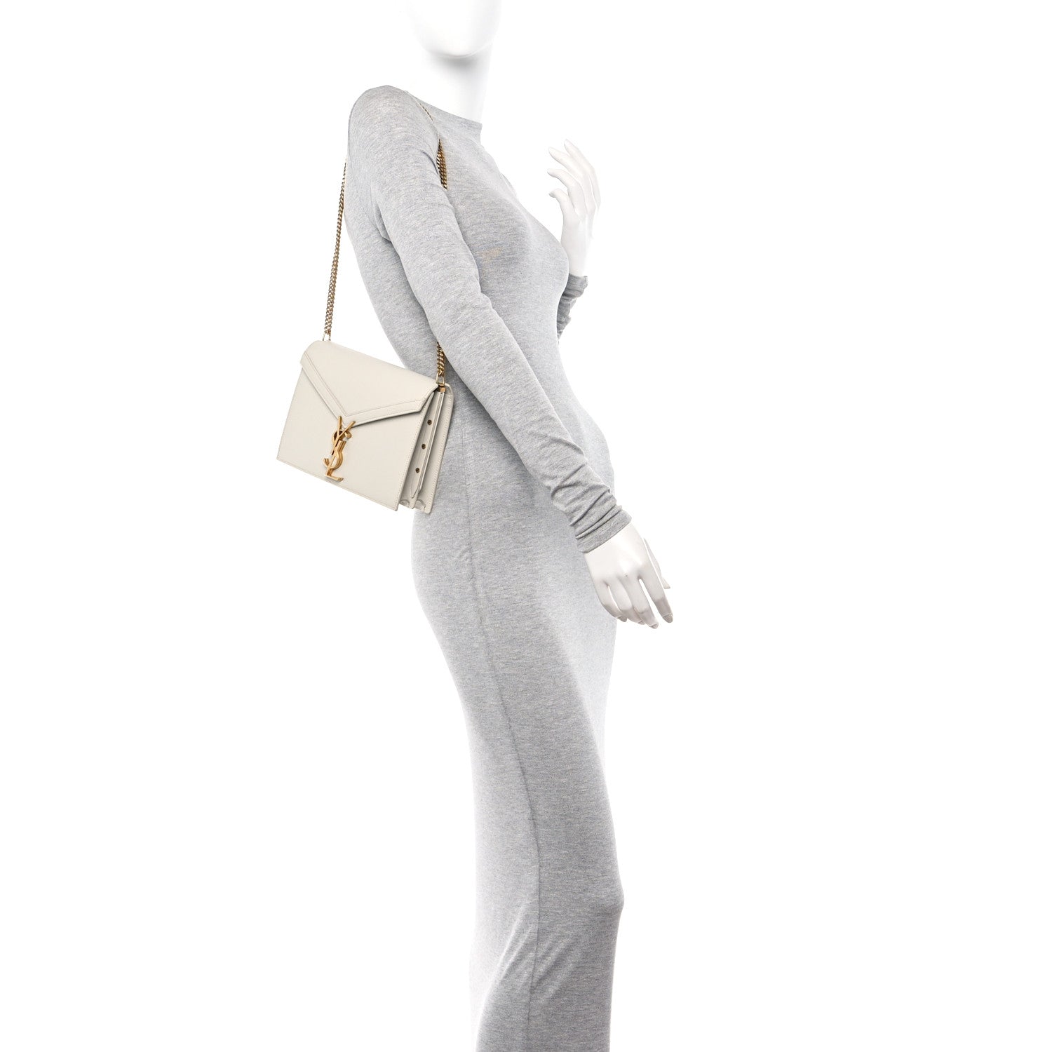 Saint Laurent Grain De Poudre Monogram Cassandra Clasp Bag Crema Soft 2 of 18