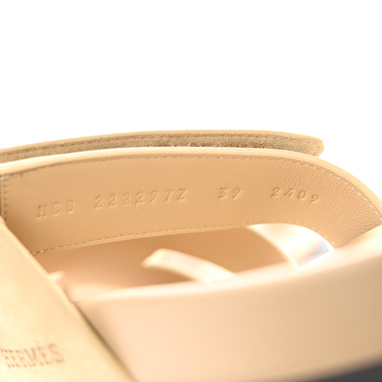 Hermes Suede Goatskin Womens Chypre Sandals 39 Beige Lin 7 of 9