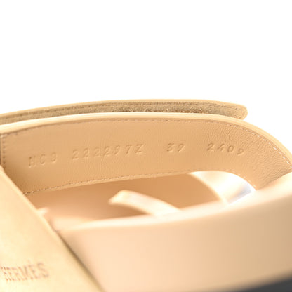 Hermes Suede Goatskin Womens Chypre Sandals 39 Beige Lin 7 of 9