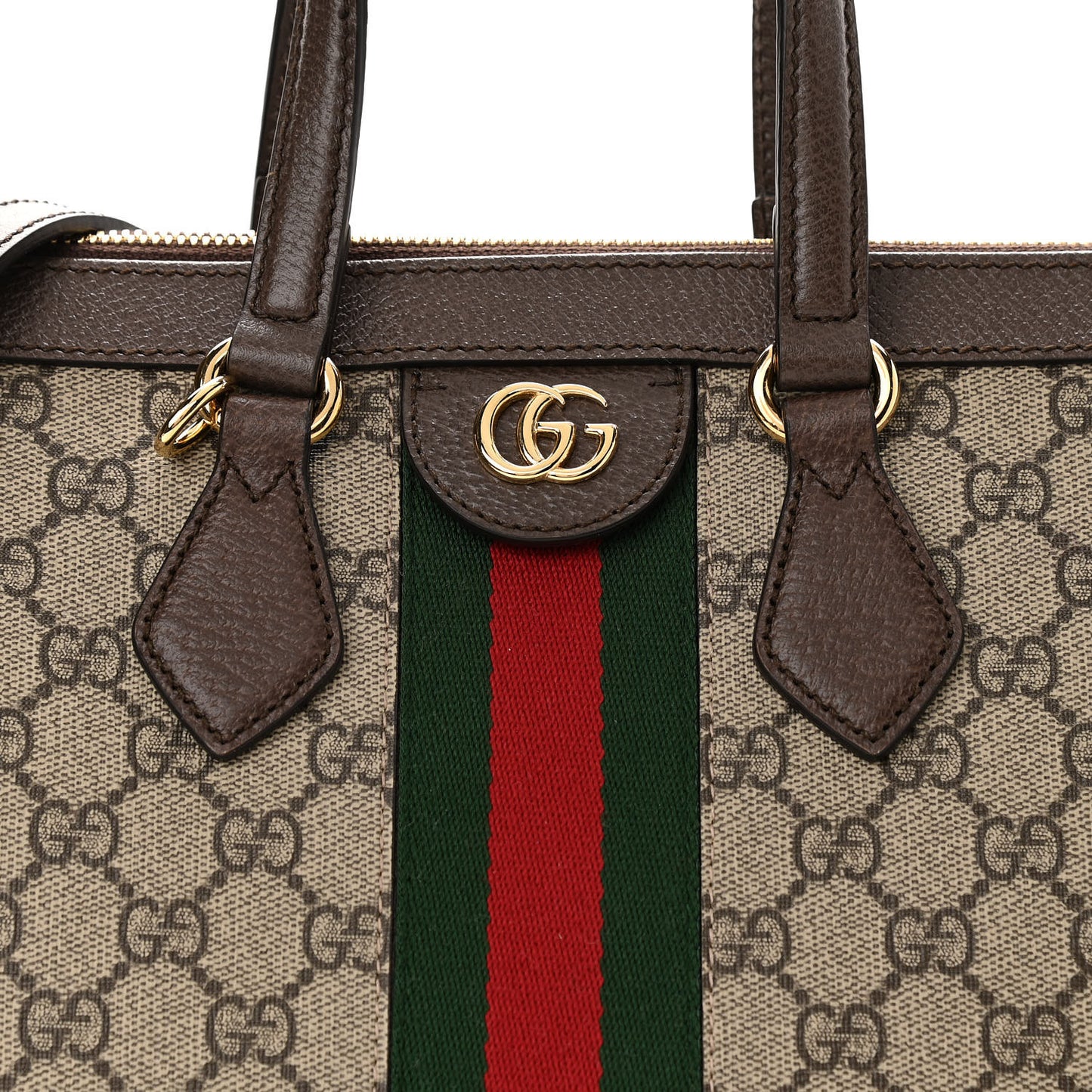GG Supreme Monogram Web Medium Ophidia Tote Bag Brown