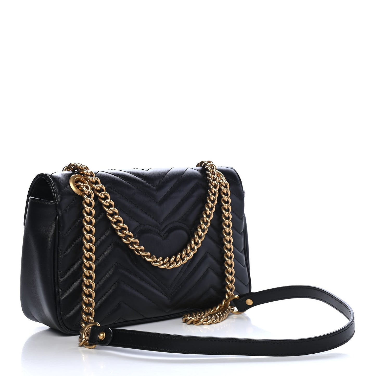 Calfskin Matelasse Small GG Marmont Shoulder Bag Black