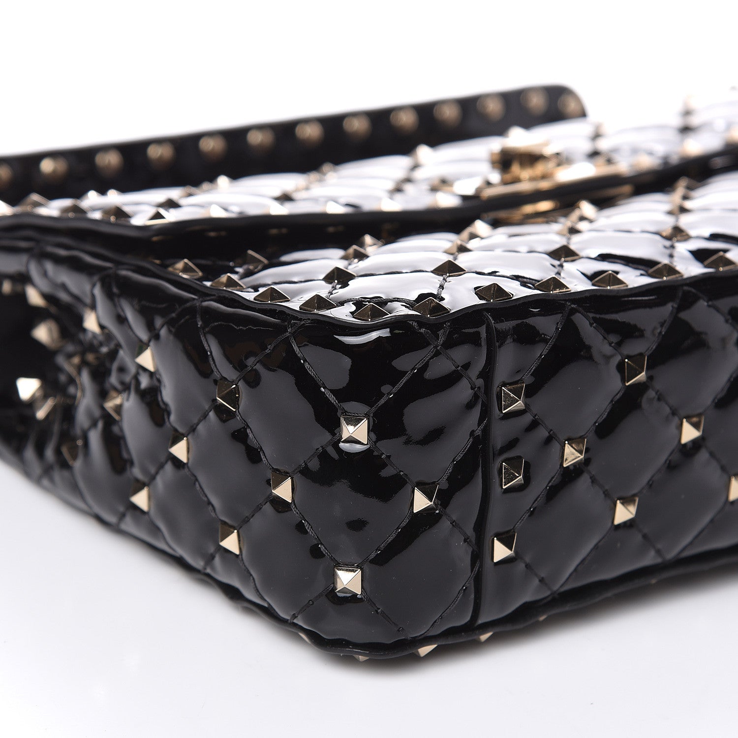 Valentino Garavani Patent Medium Rockstud Spike Shoulder Bag Black 7 of 10