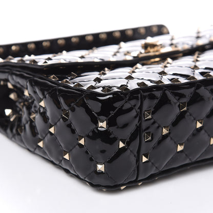 Valentino Garavani Patent Medium Rockstud Spike Shoulder Bag Black 7 of 10
