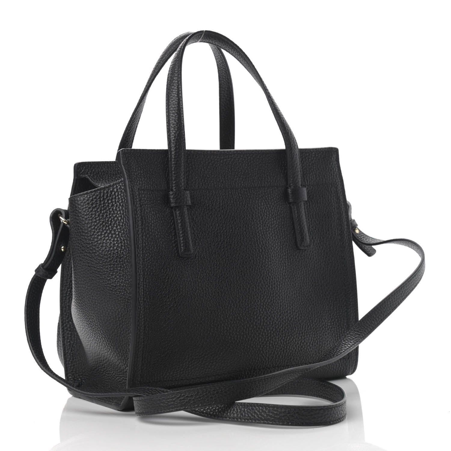 Salvatore Ferragamo Hammered Calfskin Double Handle Small Amy Tote Black 3 of 10