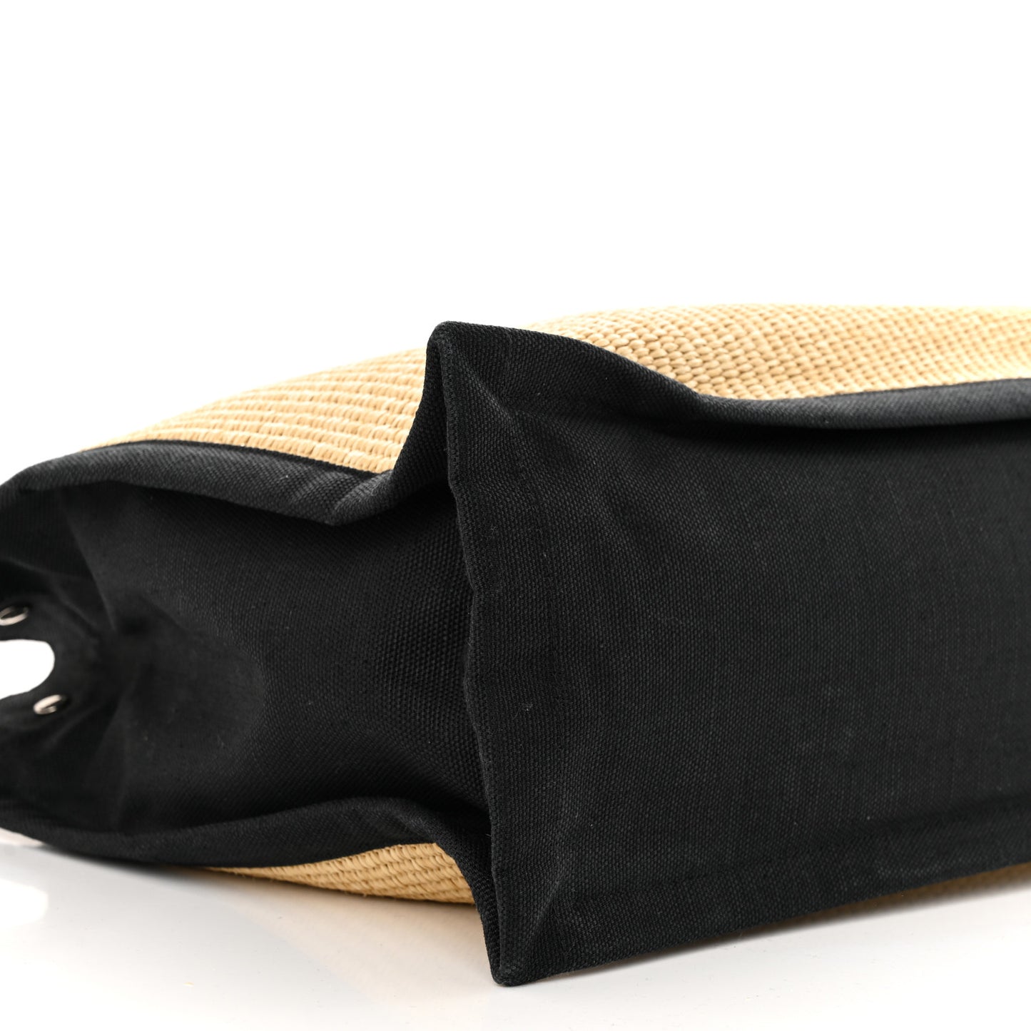 Raffia Linen Calfskin Rive Gauche Tote Naturale Black