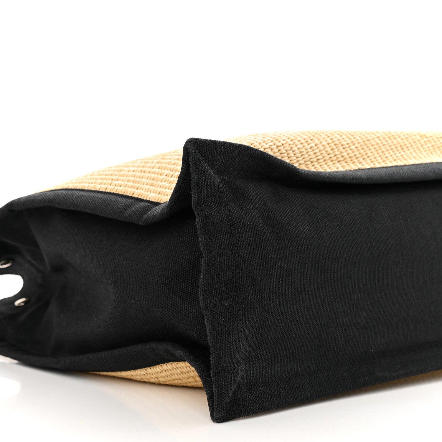 Saint Laurent Raffia Linen Calfskin Rive Gauche Tote Naturale Black 9 of 10