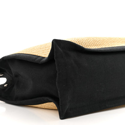 Saint Laurent Raffia Linen Calfskin Rive Gauche Tote Naturale Black 9 of 10