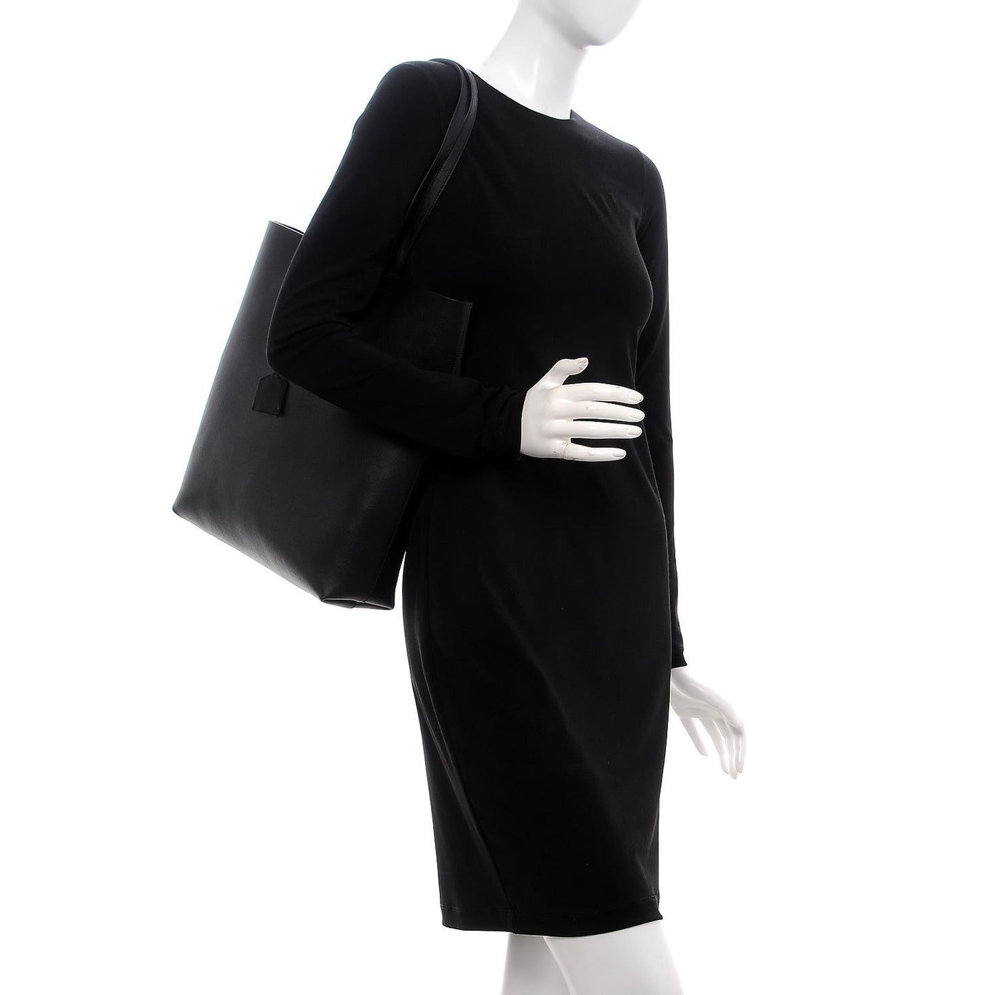 Calfskin Medium Shopping Tote Black