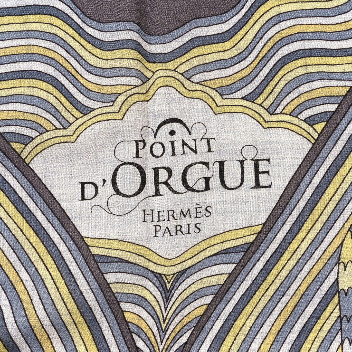 Cashmere Silk Point D'Orgue Scarf 140 Gris Chine Jaune Black
