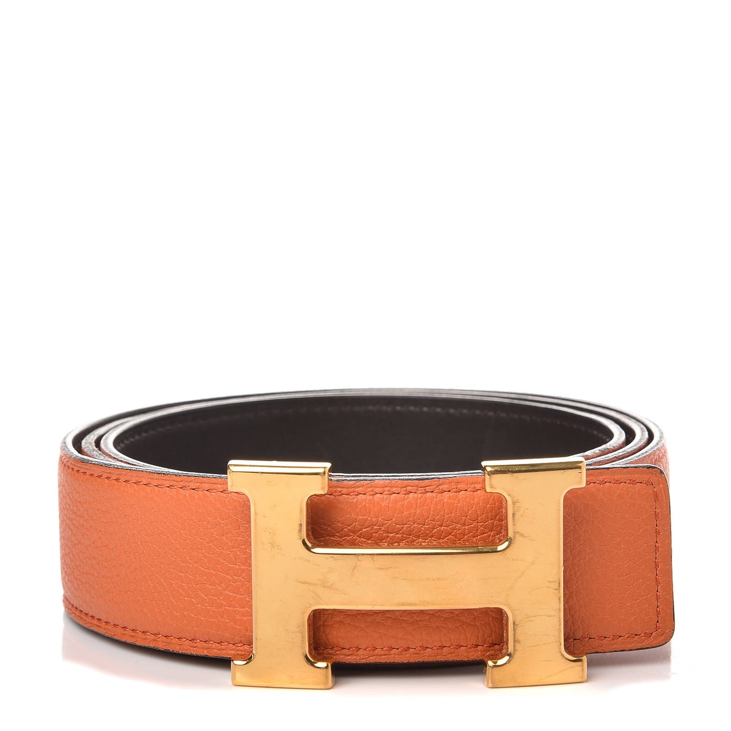 Togo Box 32mm H Belt 95 Orange Chocolate