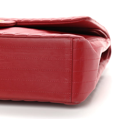 Chanel Lambskin Chevron Quilted Maxi Double Flap Dark Red 11 of 15