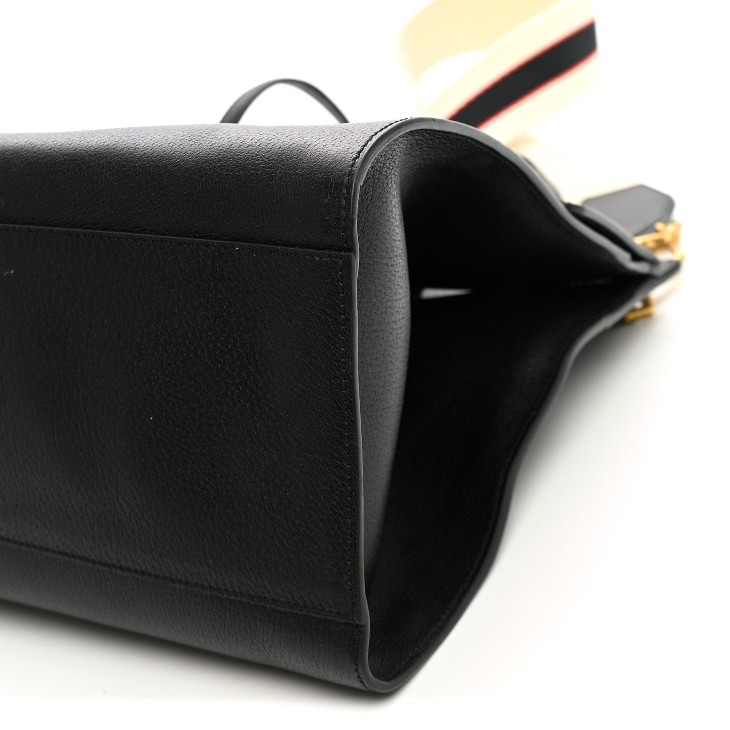 Grained Calfskin Web Crystal Butterfly Stripe Large Totem Top Handle Bag Black