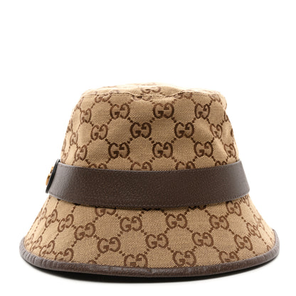 Gucci Monogram Textured Dollar Calfskin GG Jago Bucket Hat S Cacao Beige 4 of 9