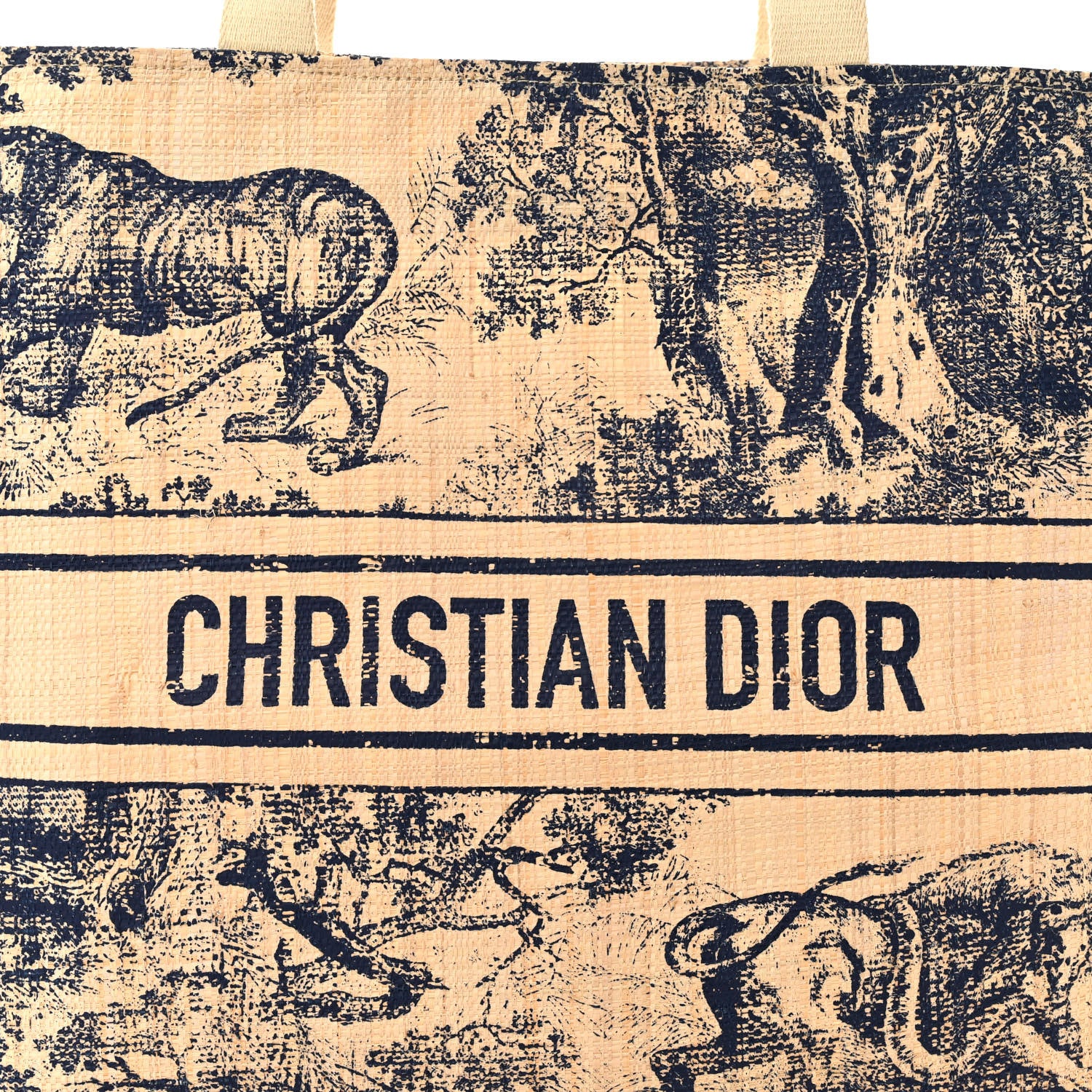 Christian Dior Straw Dioriviera Tote Blue 6 of 8