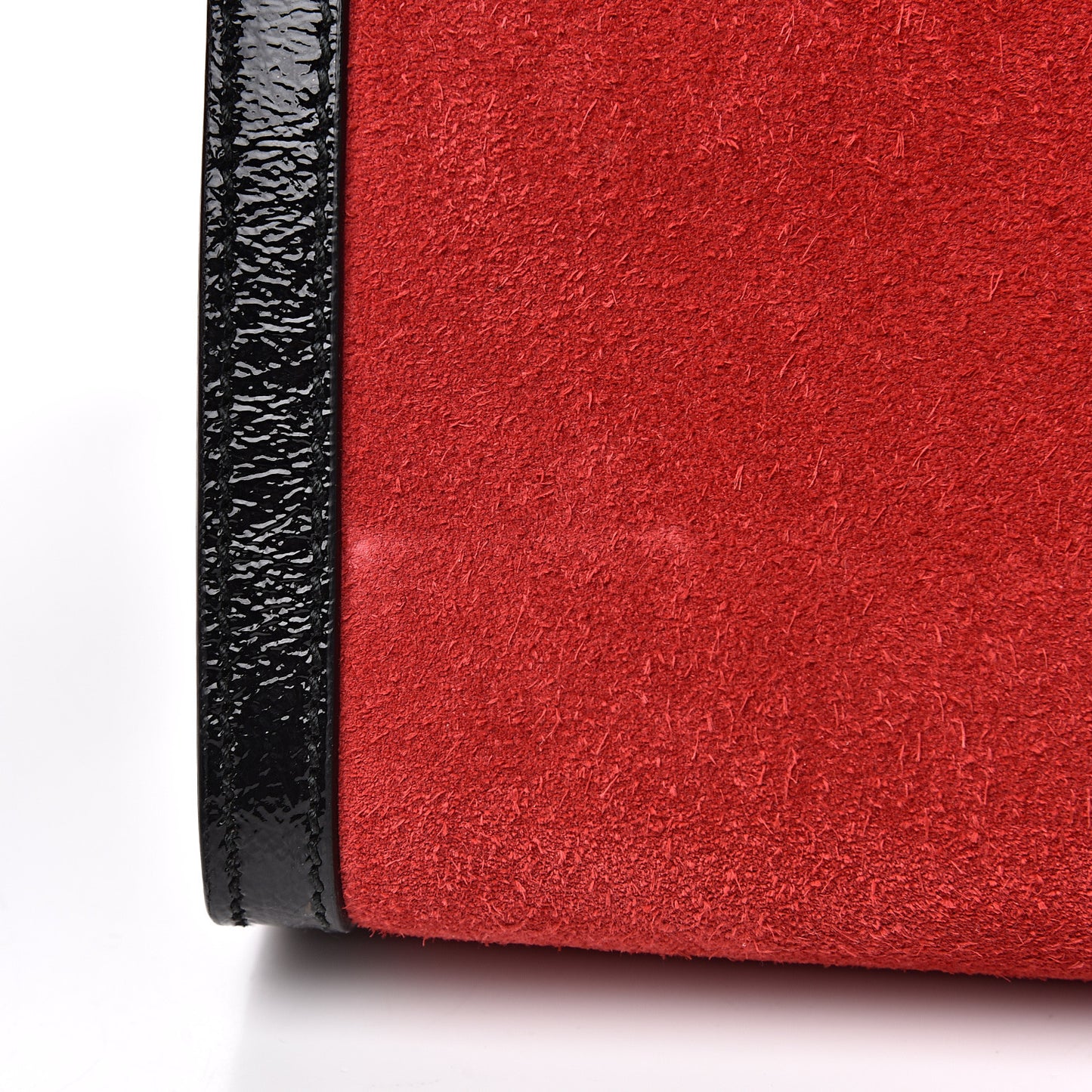 Suede Patent Web Small Ophidia Chain Shoulder Bag Hibiscus Red Black