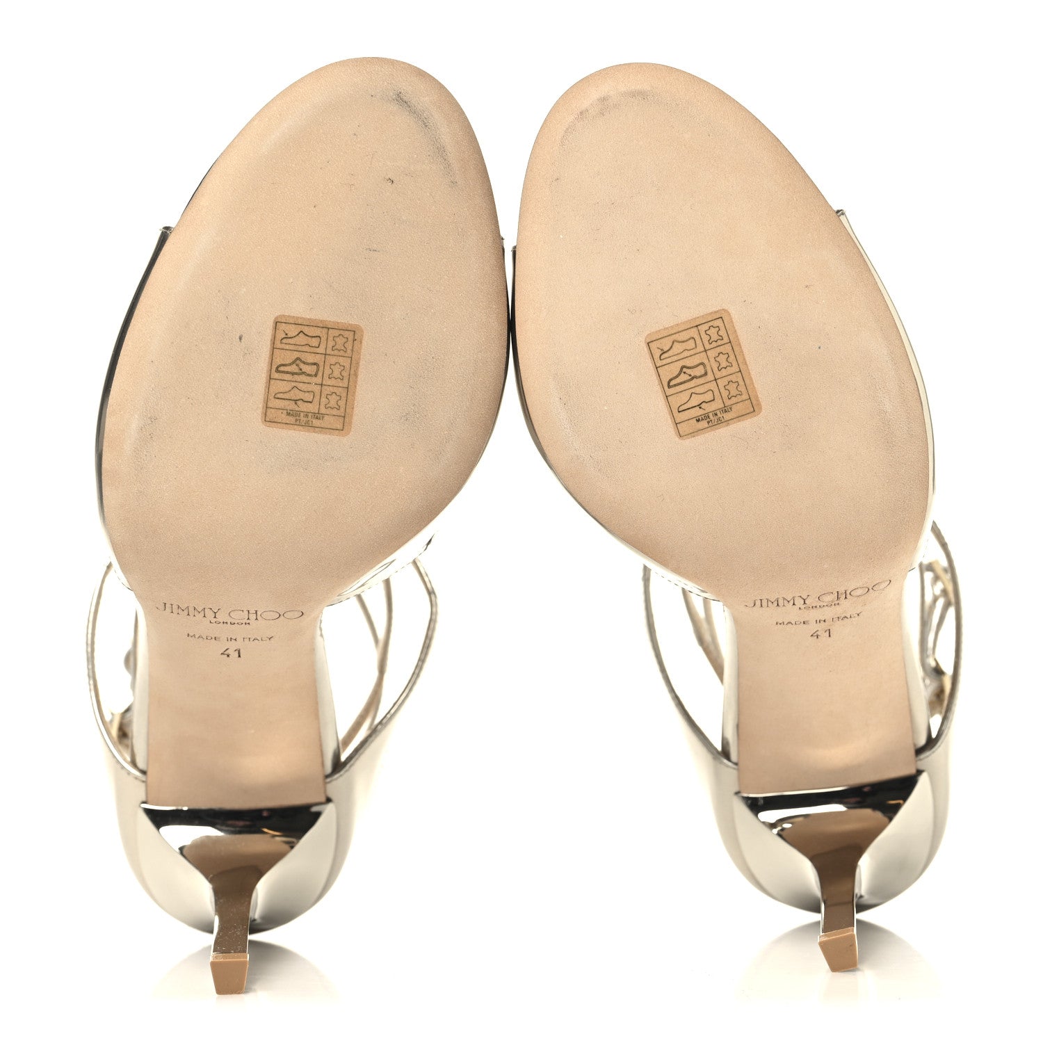Jimmy Choo Mirror Calfskin Lang Sandals 41 Gold 6 of 9