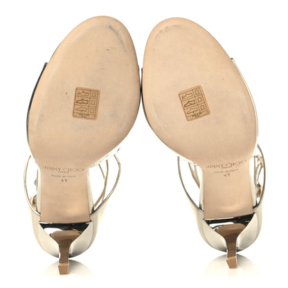 Jimmy Choo Mirror Calfskin Lang Sandals 41 Gold 6 of 9