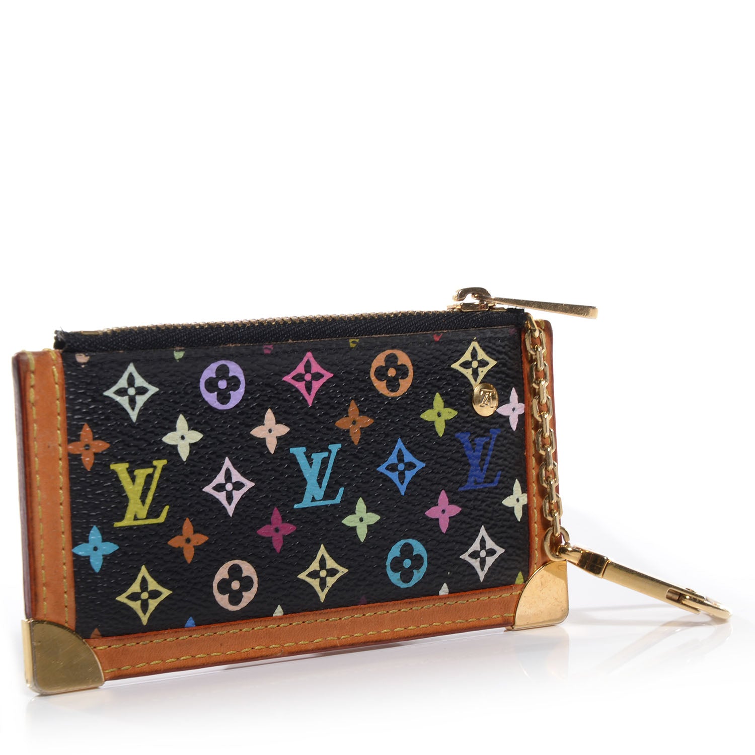 Louis Vuitton Monogram Multicolor Key Pouch Black 3 of 7
